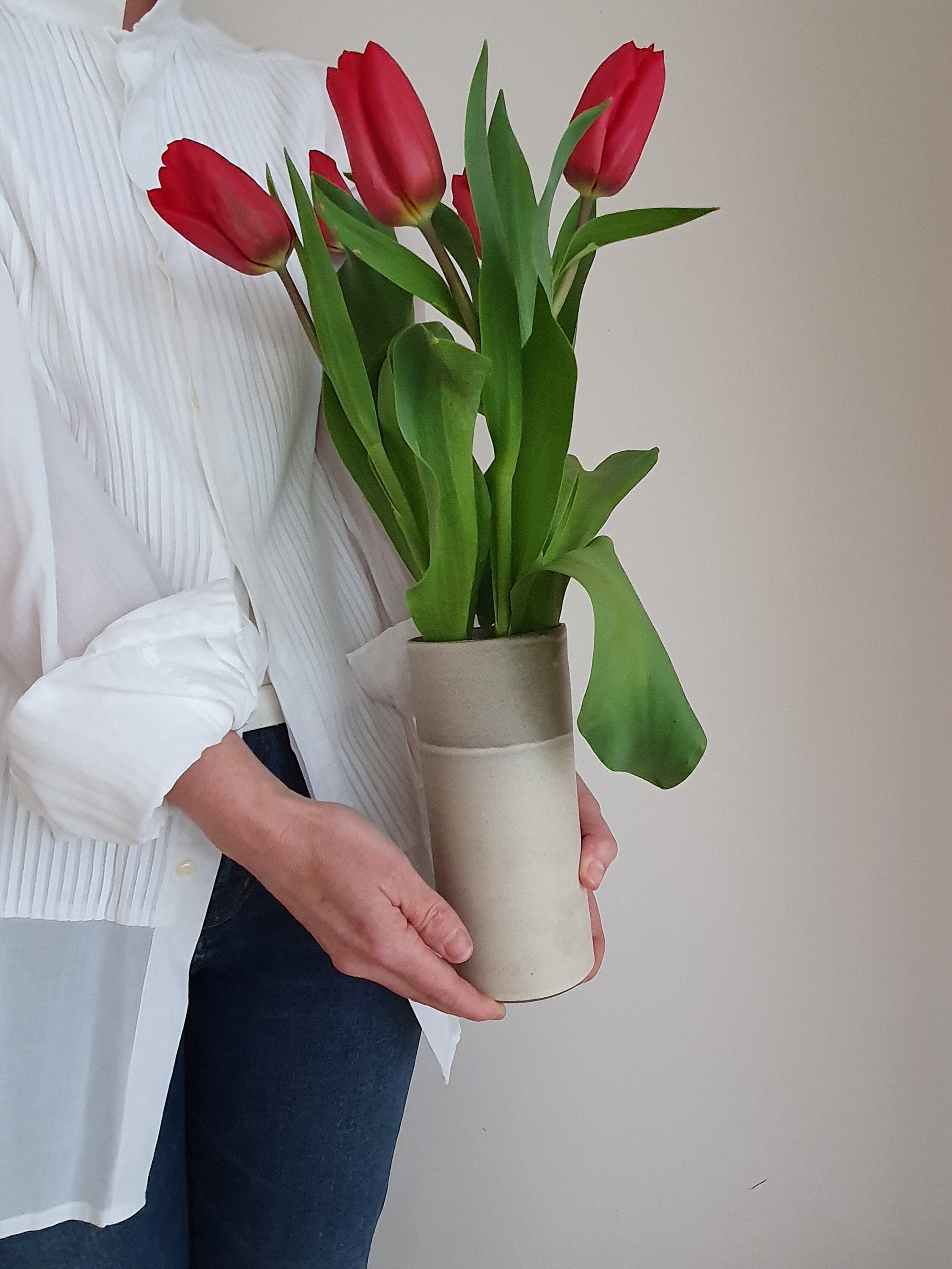 Ceramic Handmade Large Pottery Vase, White Vase For Flowers, Modern Unique Wedding Gift, Stoneware Tall Flower