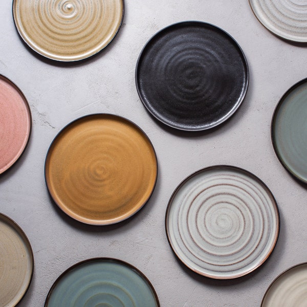 2 Colorful Ceramic plates, Pottery Handmade Plates, Dinner Plates, Large Elegant Pottery Stoneware plates, Ceramic Plate, Mother's Gift