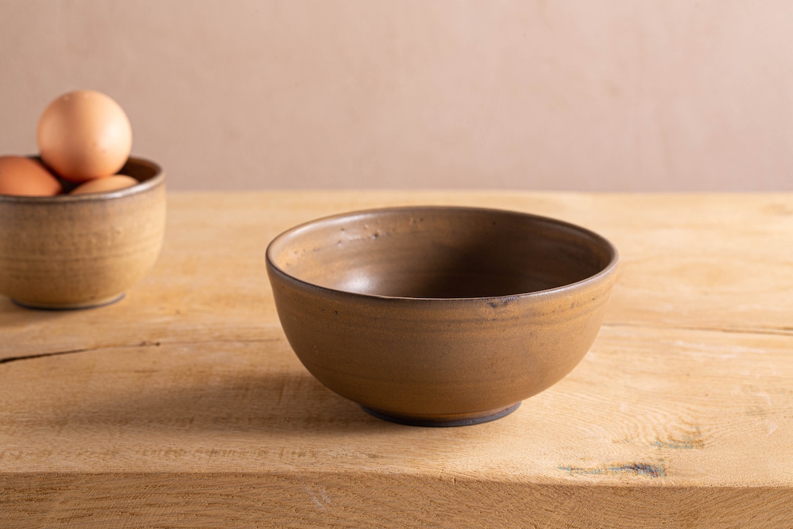 Bol à Soupe à L'oignon En Poterie Vernissée – Fait Main, Couleur Crème Rosé, France