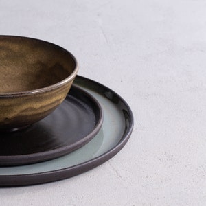 Colorful Ceramic Dinnerware Set, Set of Main Course Plates, Dinner Plates, Dessert Bowls, Handmade Plates, Ceramic Set