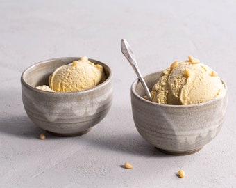 TWO Gray Handmade Ceramic Dessert Bowls, Ice Cream Cups, Modern Dessert Bowls, Pottery Bowls Set, Christmas Gift