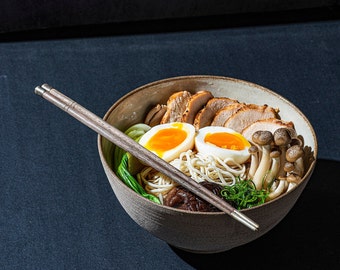 2 Large Ceramic Ramen Bowl, Dinner Deep Round Bowls Set, Noodle Soup Bowl, Stonware Soup Bowl, Pottery Dinnerware Bowls