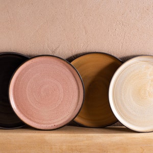Ceramic Handmade Large Dinner OR Salad Plate, Dinnerware Plates - 2 Size Dinner Plates, Pottery Rustic Colorful Dessert Plate Set