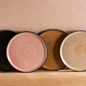 Set of 2 Colorful Salad Plates, Wheel-Thrown Pottery TWO Ceramic Plates, Handmade Dessert Plates, Dinnerware Plates Set, Hostess Gift