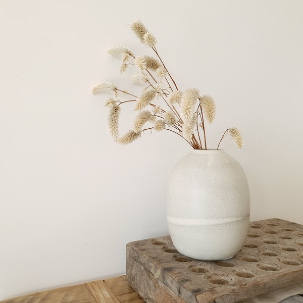 Ceramic Bottle Vase, Pottery Wedding Gift, Flower Pot, Ceramic Bud Vase, Stoneware Vase, Modern Bottle Vase, Minimalist White Gray Vase