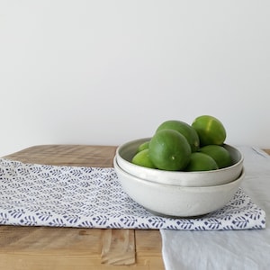 Set of 2 Semi-Polished White Pottery Soup Bowl | Handmade Ceramic Cereal Bowl | Minimalist Pottery Bowls