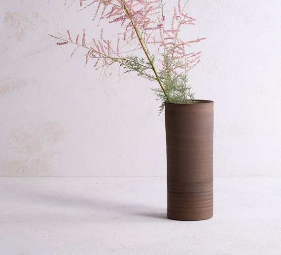 Pottery Vase, Ceramic Vase, Vase for Flowers, Modern Vase, Pottery Gift, Brown Vase, Minimalist Vase, Rustic Pottery, Stoneware Vase, Unique
