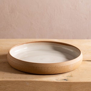 White Rustic Pie Baking Dish, Sand Clay Handmade Pie Baking Pan, 10&quot; Pottery Baking Casserole Dish, White Large Dinner Serving Dish