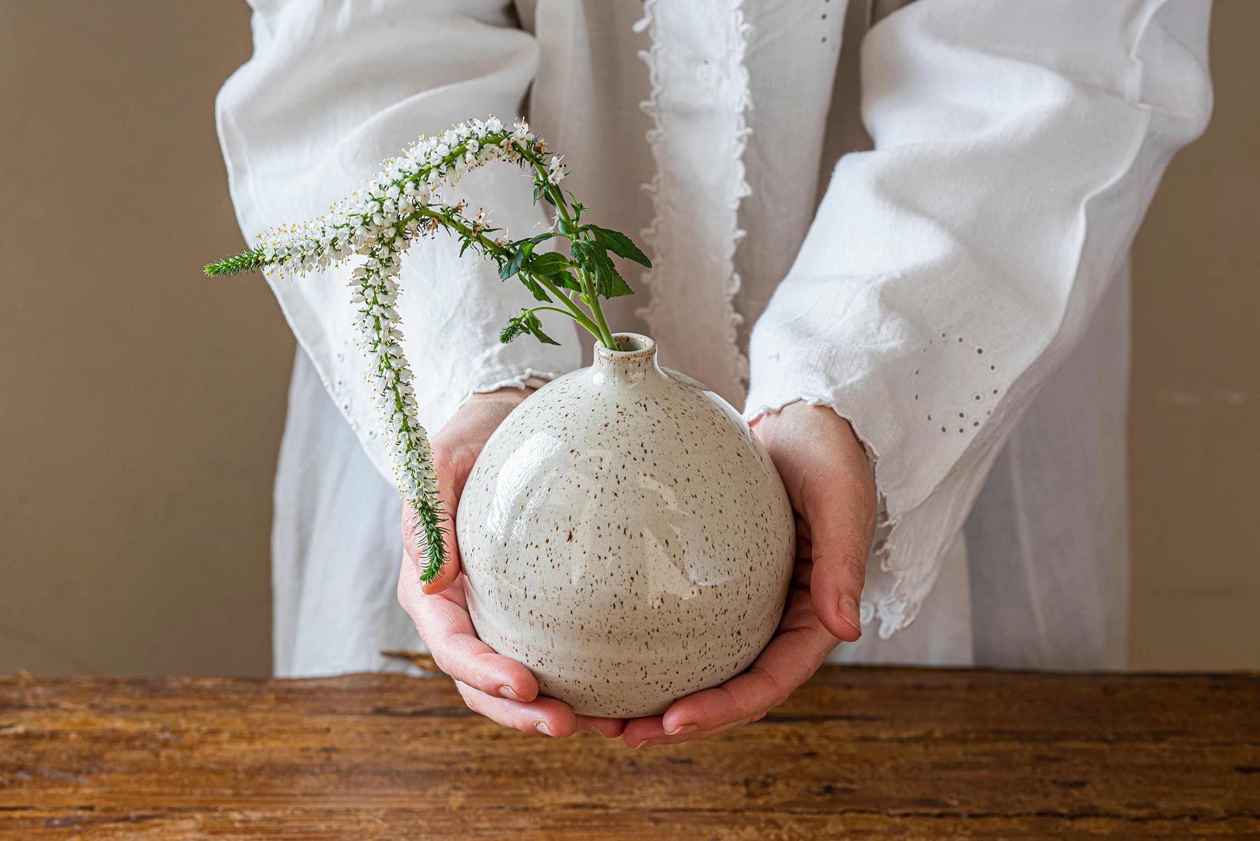 Vase en Céramique, Vase de Poterie, Pour Des Fleurs, Blanc, Bourgeon, Bouteille Blanche, Moderne, Po
