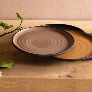 Set of TWO Colorful Handmade Plates, Wheel-Thrown Pottery 2 Dinner Plates, Handmade Salad Plates Set, Rustic Dinnerware Set, Wedding Gift