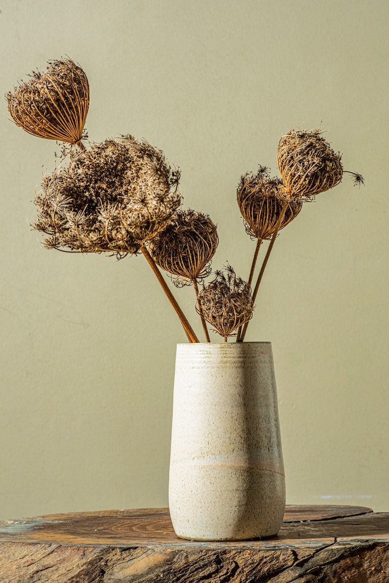 Ceramic Handmade White Flower Vase Pottery Wedding Gift Etsy