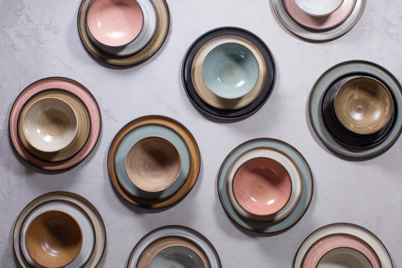 Mix and Match Set of Dinnerware Set of Main Course Plates Etsy