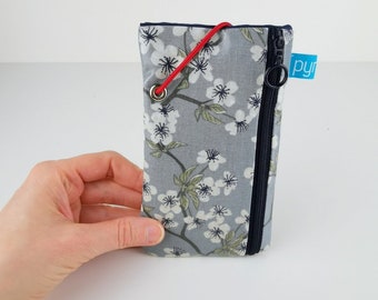 Custom made cell phone pocket with additional zippered pocket