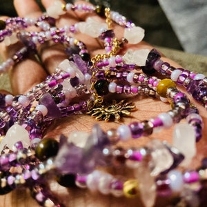 Rose Quartz + Tiger Eye + Amethyst waistbead