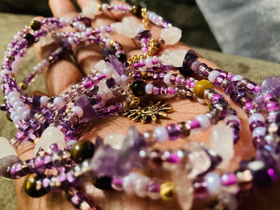Rose Quartz + Tiger Eye + Amethyst waistbead