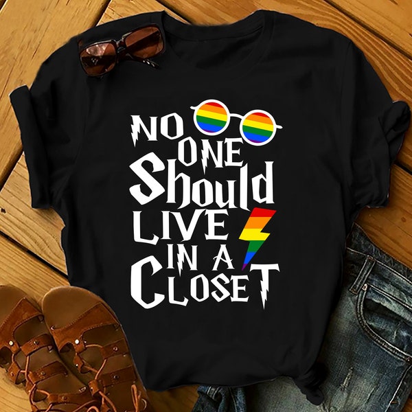 No One Should Live In Closet - LGBT Shirts Men, Woman Birthday T Shirts, Summer Tops, Beach T Shirts