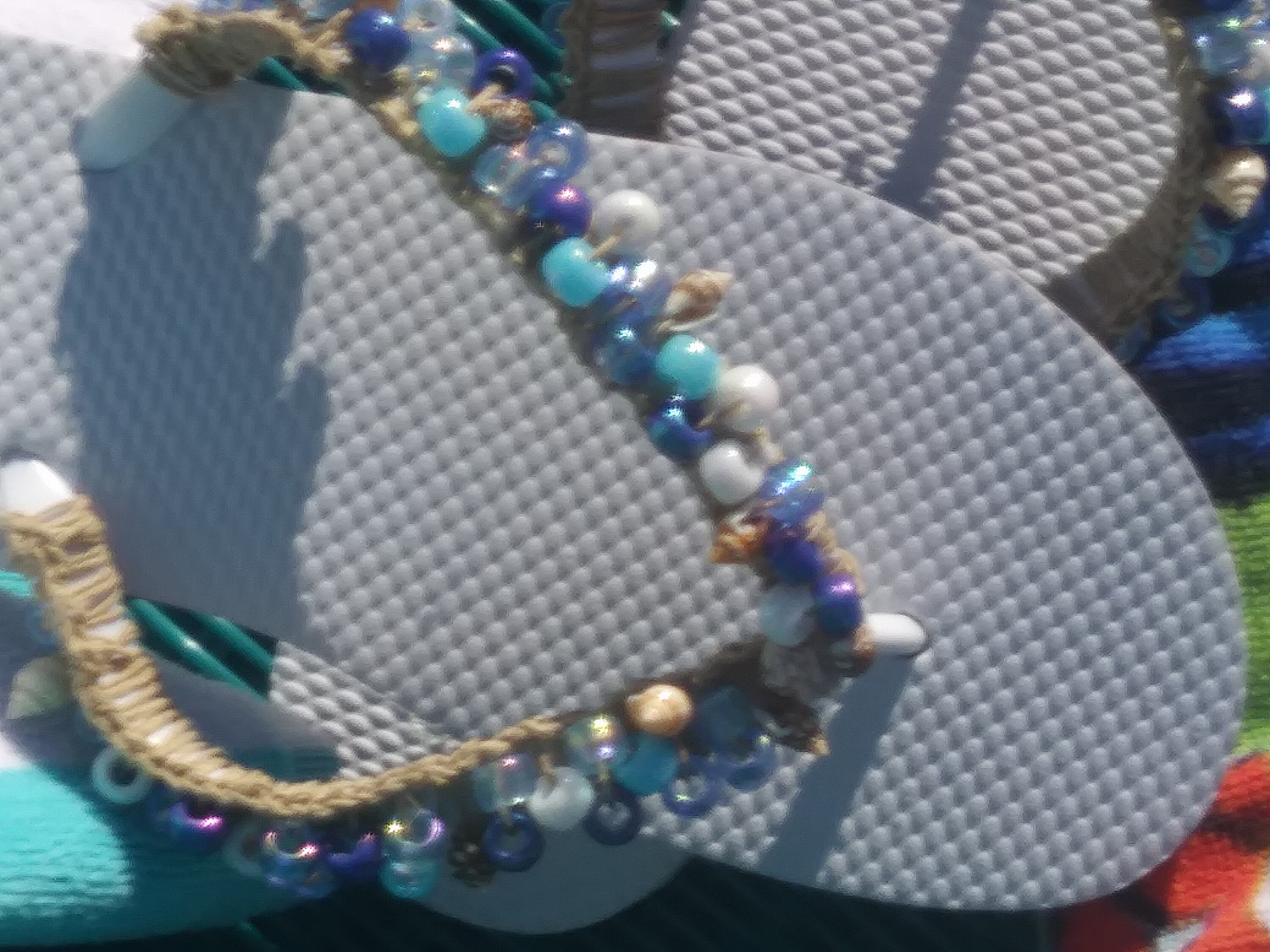 Beach Sea Blue Flip Flops With Seashells Beaded and Crocheted - Etsy