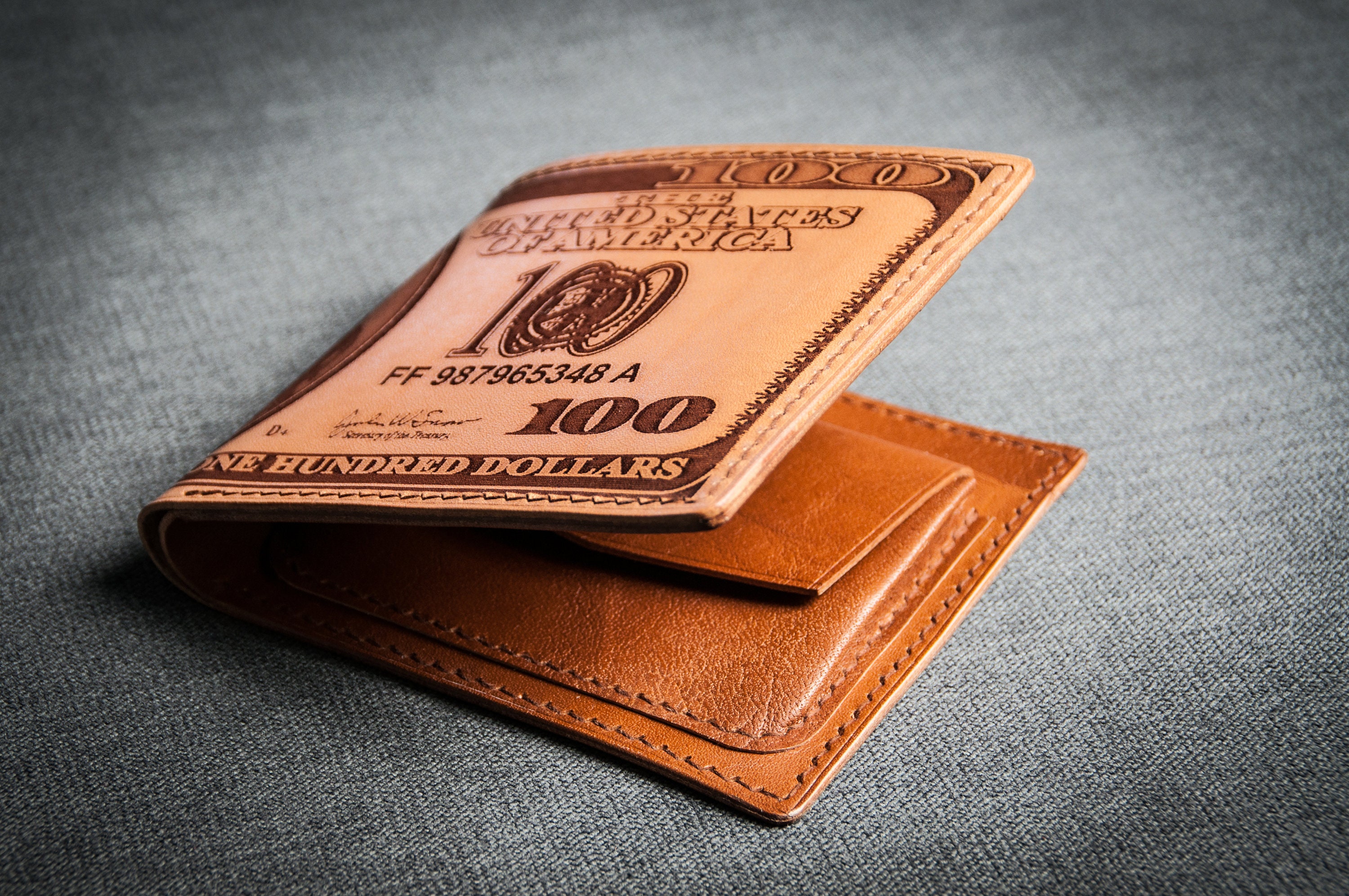 One Hundred Dollar Bill Mens leather wallet bifold Etsy