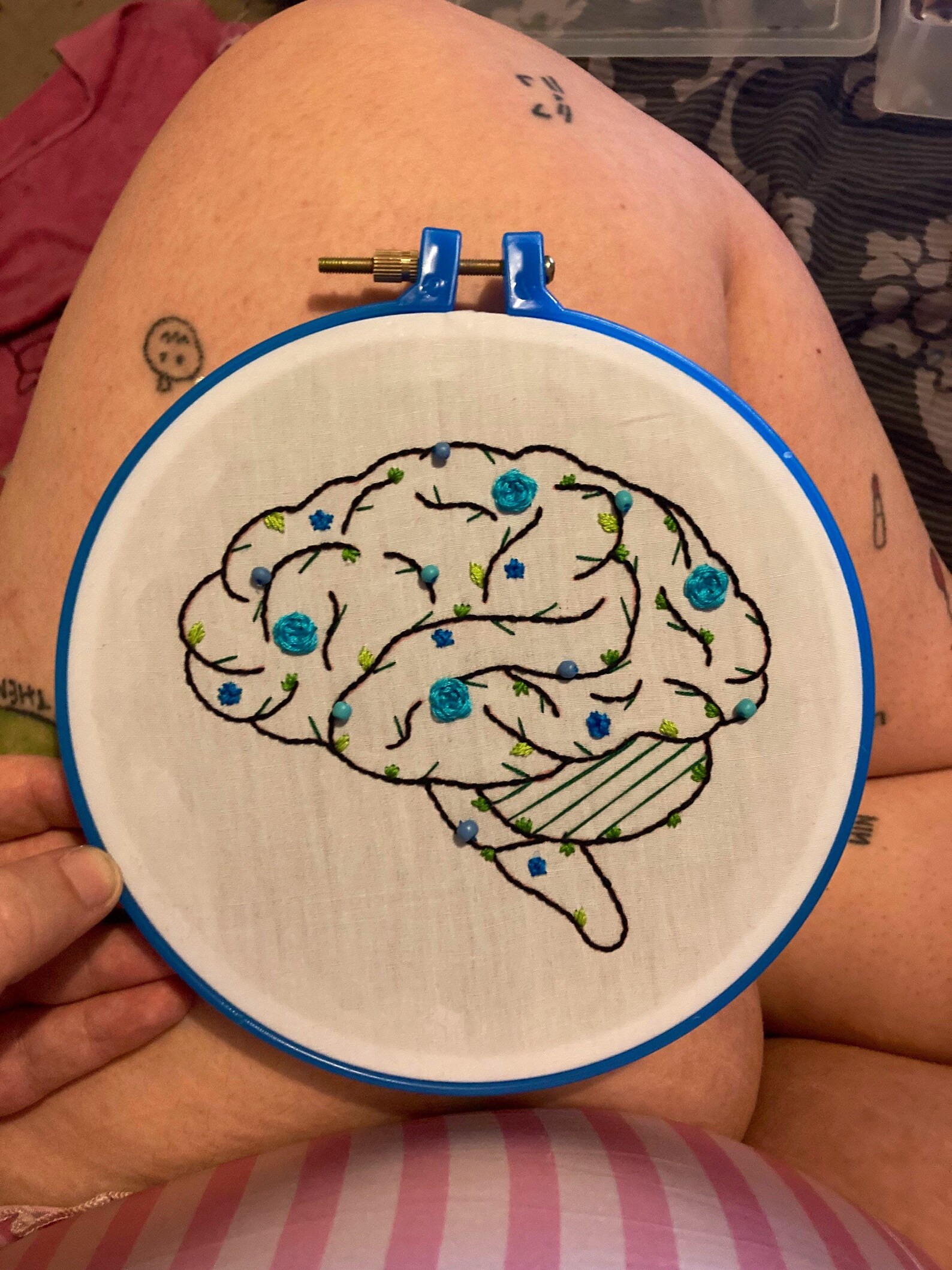 Floral brain embroidery art  etsy Floral brain embroidery art  etsy