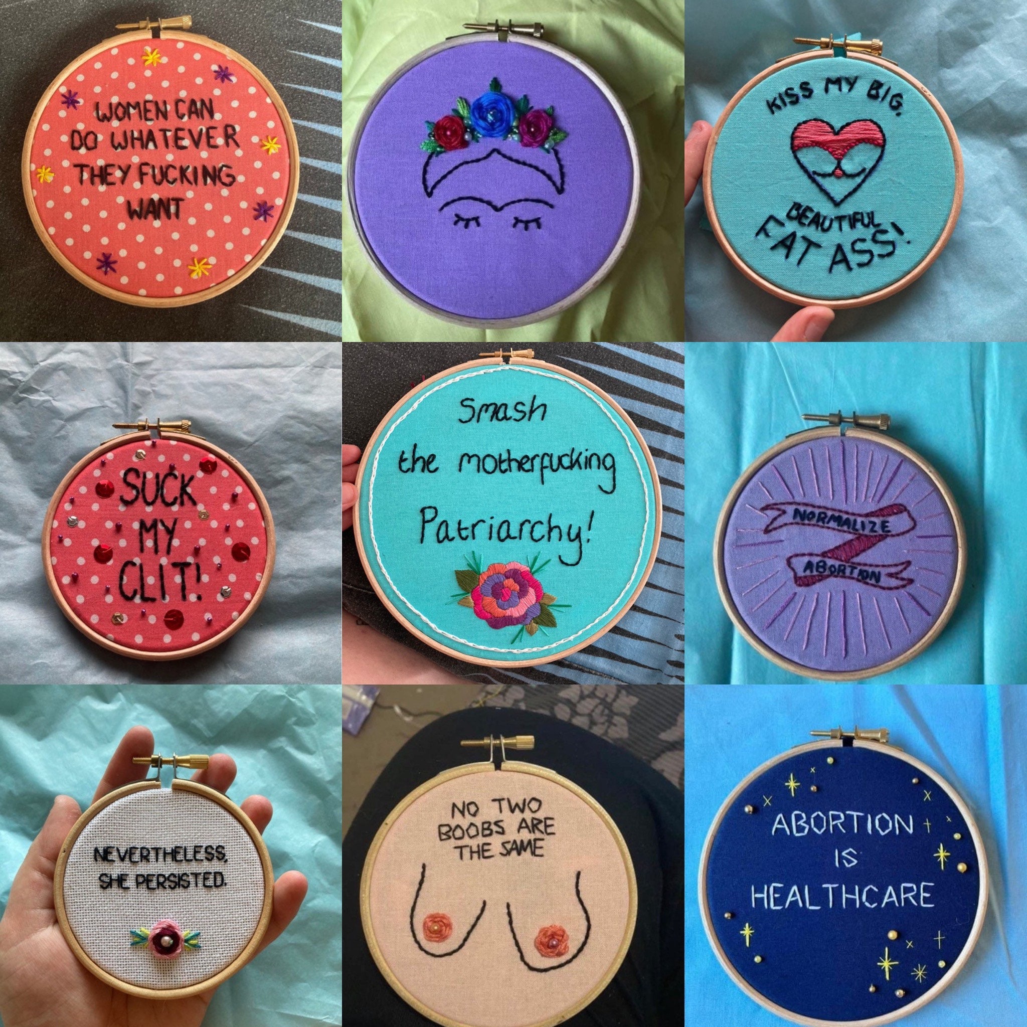 Feminist embroidery art Etsy