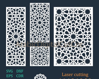 Moroccan Geometric Laser Cut Templates, CNC Files (Digital Download)