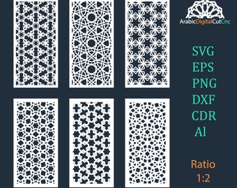 Cnc files,decorative screen,panels.Islamic geometric laser cutting templates, digital pattern set.DXF,CDR,SVG,Eps,Png, Al (31 files).