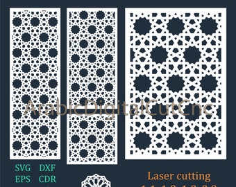 Modelli per pannelli geometrici islamici tagliati al laser, file CNC (download digitale)