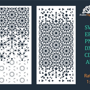 Decorative panels,roomdividers,Cnc files.Arabic geometric laser cutting templates, digital pattern. DXF,CDR,SVG,Eps,Png, Al (11 files).