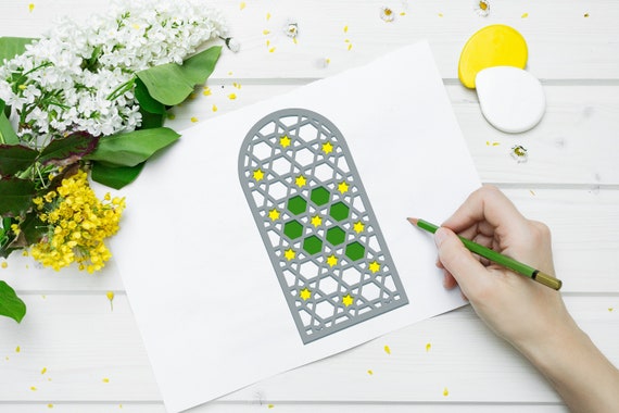 【美品】EngineeredGarments Islamic TilePrint Handmade Traditional Geometric Floral Design Persian Ceramic