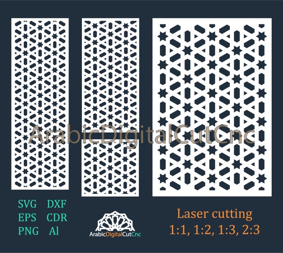 Download Islamic Geometric Laser Cutting Templates Digital Pattern Set Cnc Files Decorative Screen Panels Dxf Cdr Svg