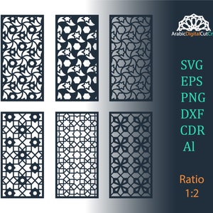 Cnc files,decorative screen,panels.Islamic geometric laser cutting templates, digital pattern set.DXF,CDR,SVG,Eps,Png, Al (31 files).