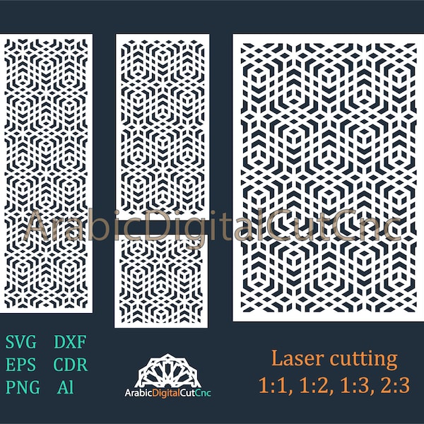 DXF,CDR,SVG,Eps,Png, Al (21 files). Arabic geometric laser cutting templates, digital pattern set. Cnc files,decorative screen,panels