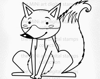 Baby fox - Digital stamp for scrapbooking, card making, colouring book
