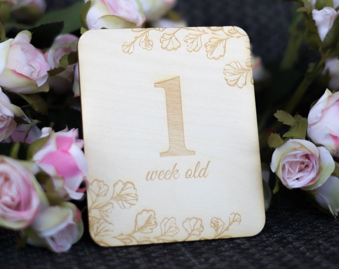Baby Milestone Cards, Wooden Cards, Baby Shower Gift, Newborn Gift, Lasercut Engraved Milestone Cards, Photo Props, Monthly Milestone Cards
