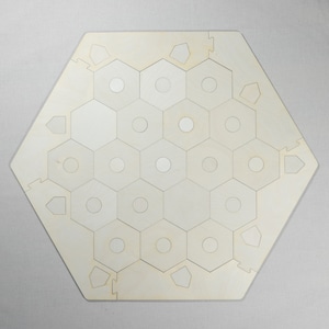 Hex-shaped Game Board Unfinished | 2-4 Players full, Custom plywood game board, Laser cut elements