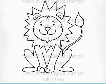 Lion stamp - Digital stamp for scrapbooking, card making, colouring book, baby stamp