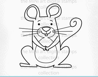 Timbre de souris - Timbre numérique pour scrapbooking, fabrication de cartes, livre à colorier, timbre bébé