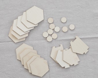 Plywood Hexagon Game Board Expansion for 5-6 Players | Unfinished & Unpainted | Laser Cut Settlers Wooden Board, Game Pieces, Gift for gamer