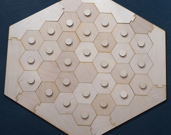 Hexagonal Game Board for 5-6 Players | Main board and extension | Unfinished and ready for personalization, Laser cut custom plywood board