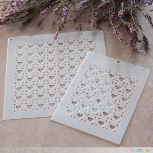 Stencil mosaic with hearts, Craft stencil, Scrapbooking stencil, Painting stencil, Wall stencil, DIY Decor Stencil, Cake Stencil