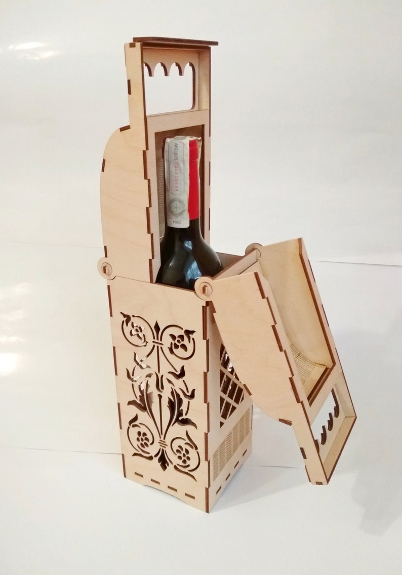 Download Wine box svg vector files laser or CNC cut DXF file Two | Etsy