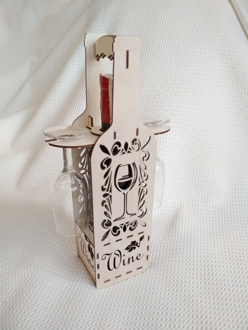 Download Wine box for two SVG vector files laser cut. DXF Template for | Etsy