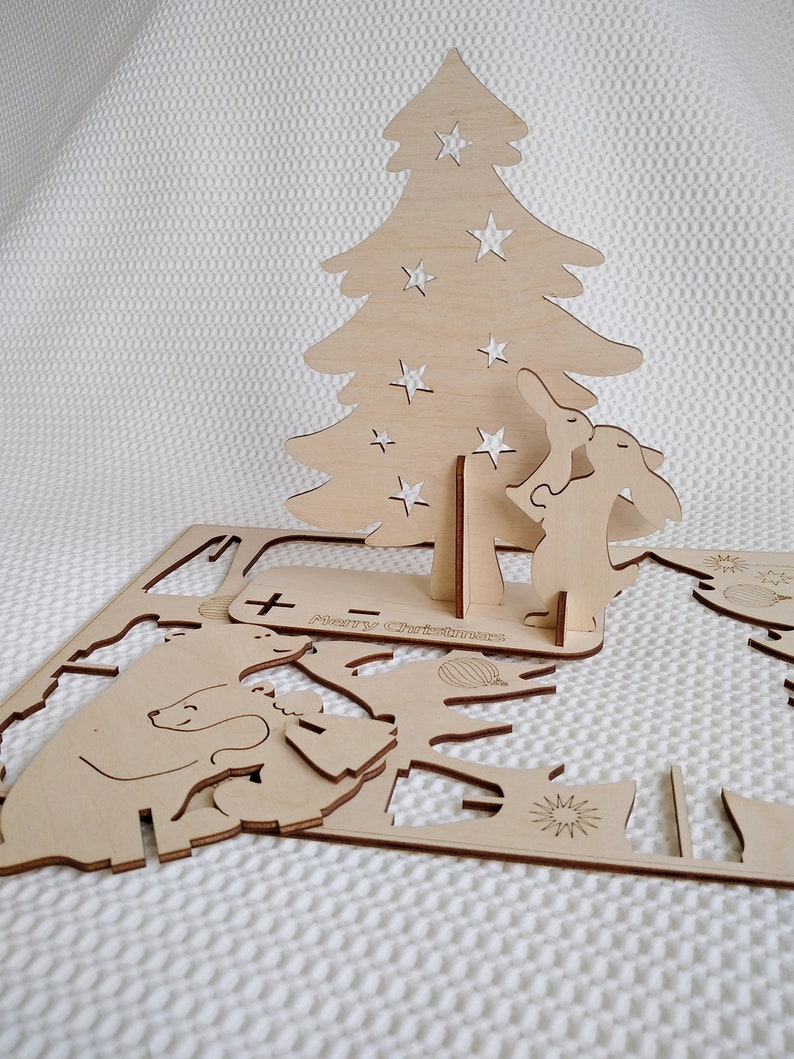 Download Christmas card gift 3D Puzzles vector svg dxf files for ...