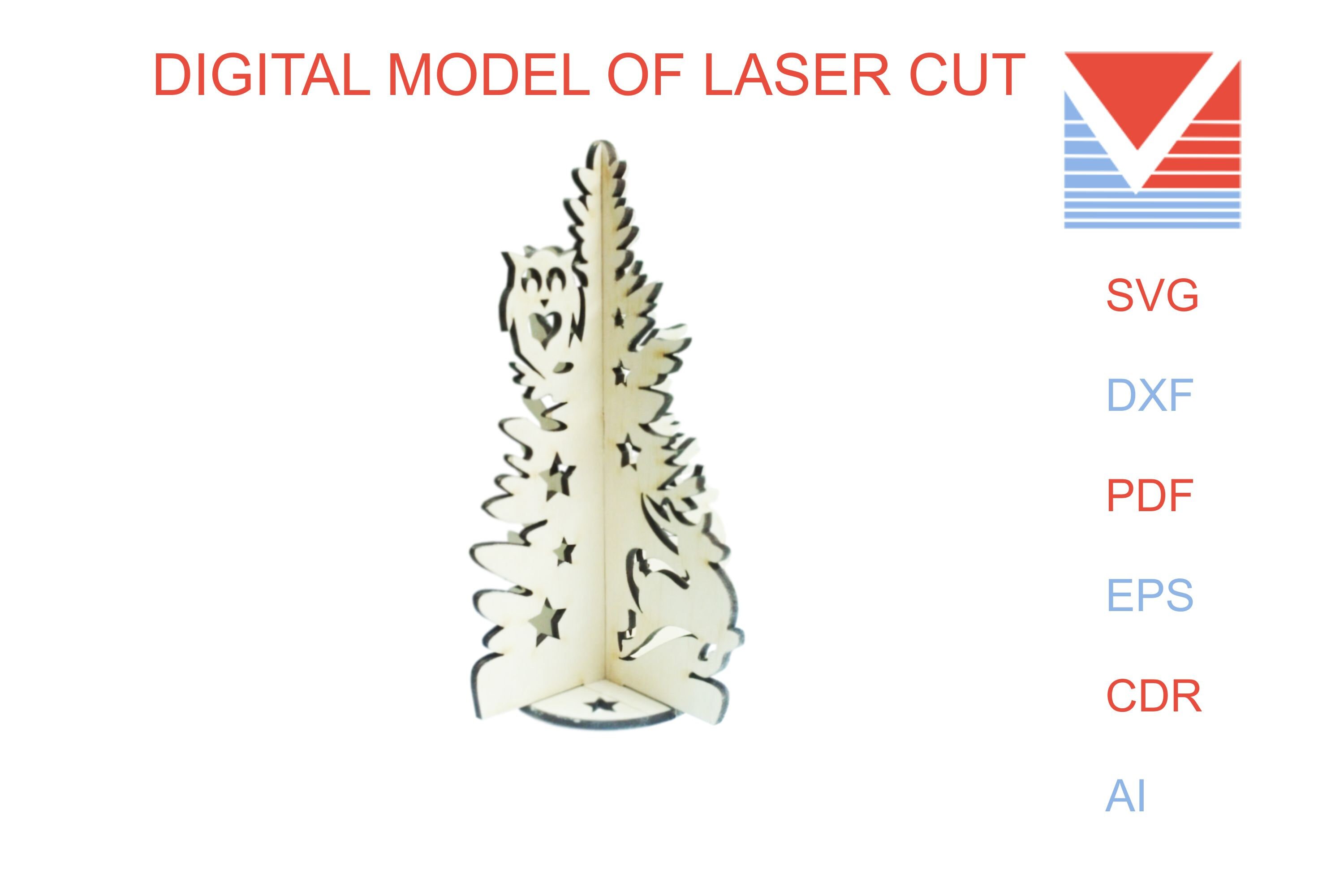 Download 3d Vector Svg File Of The Desk New Year Tree Animal Wooden Etsy