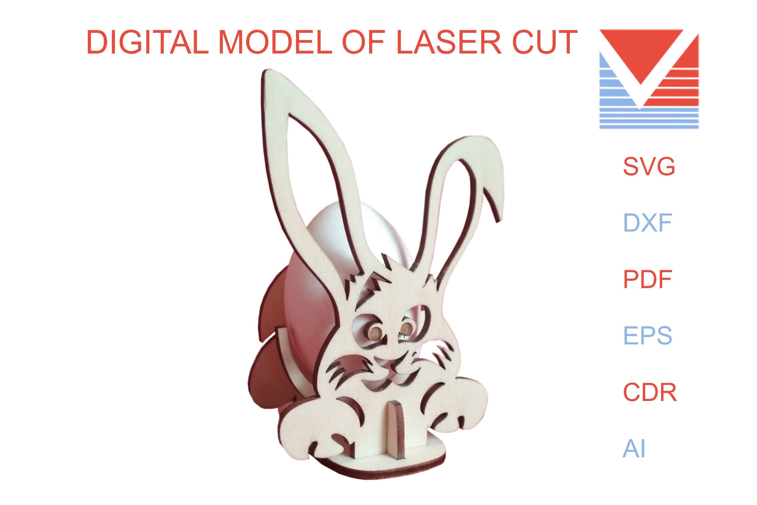 Download Bunny 3d Puzzle Svg Dxf Files Of The Easter Bunny Egg Holder Etsy