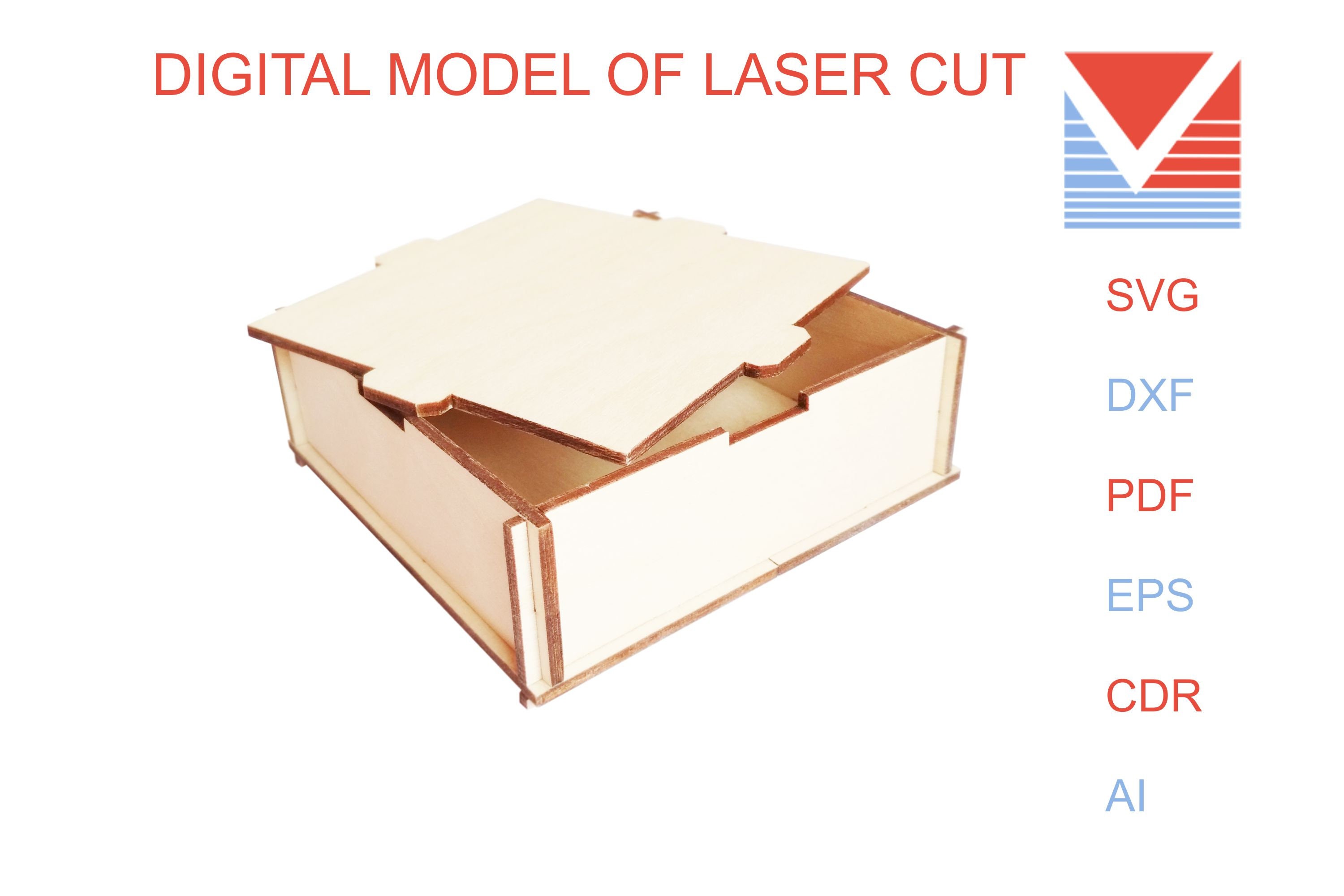 Download Compact Glue Free Box Svg Vector Files For Laser Cut Dxf Etsy