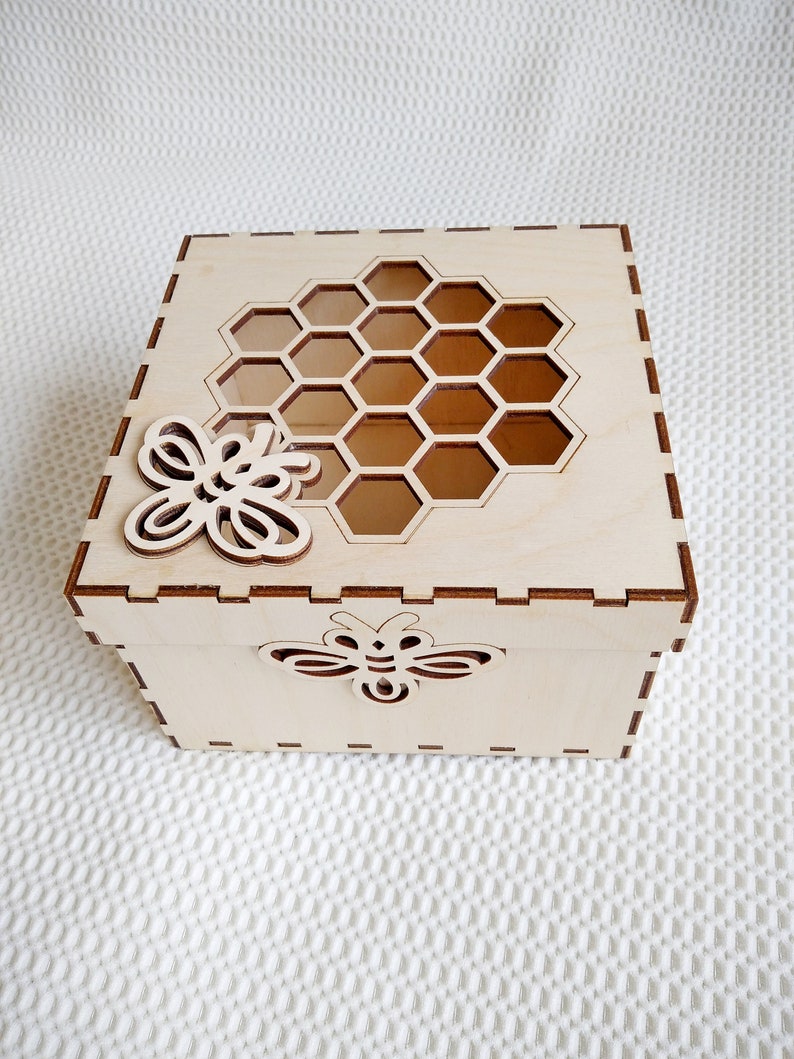 Download Gift box bee vector files dxf svg template laser cut ...
