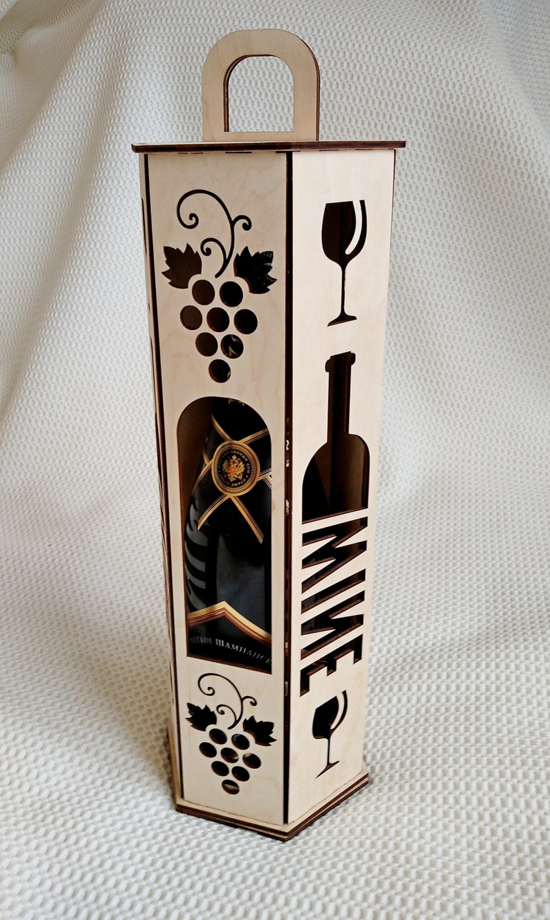Wine Box svg dxf files laser cut. Vector template Champagne Etsy