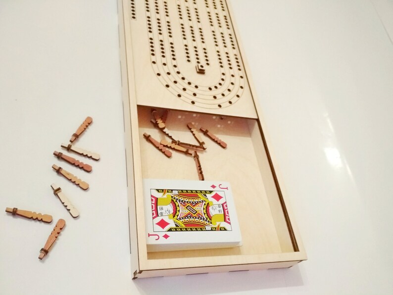 Cribbage set svg vector files laser cut. Dxf pattern Board or Etsy