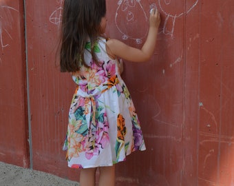 Kleid Mädchen 98 weiß rosa Kinderkleid Blumen Mädchenkleid Blumenkleid Sommerkleid